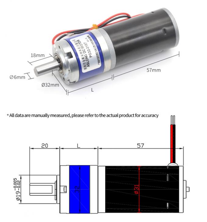 12V/24V PG32-3157 Máy gia tốc hành tinh được chải Micro Motor 24V DC Planetary Gear Motor 11