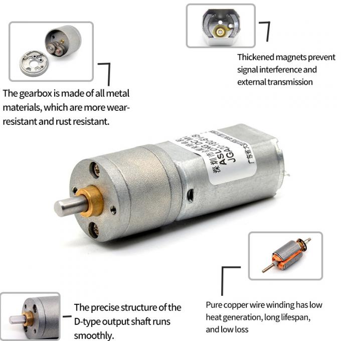 12V DC Reduction Micro Motor JGA20-180 Micro DC Reduction Motor Magnet vĩnh viễn tốc độ thấp 7